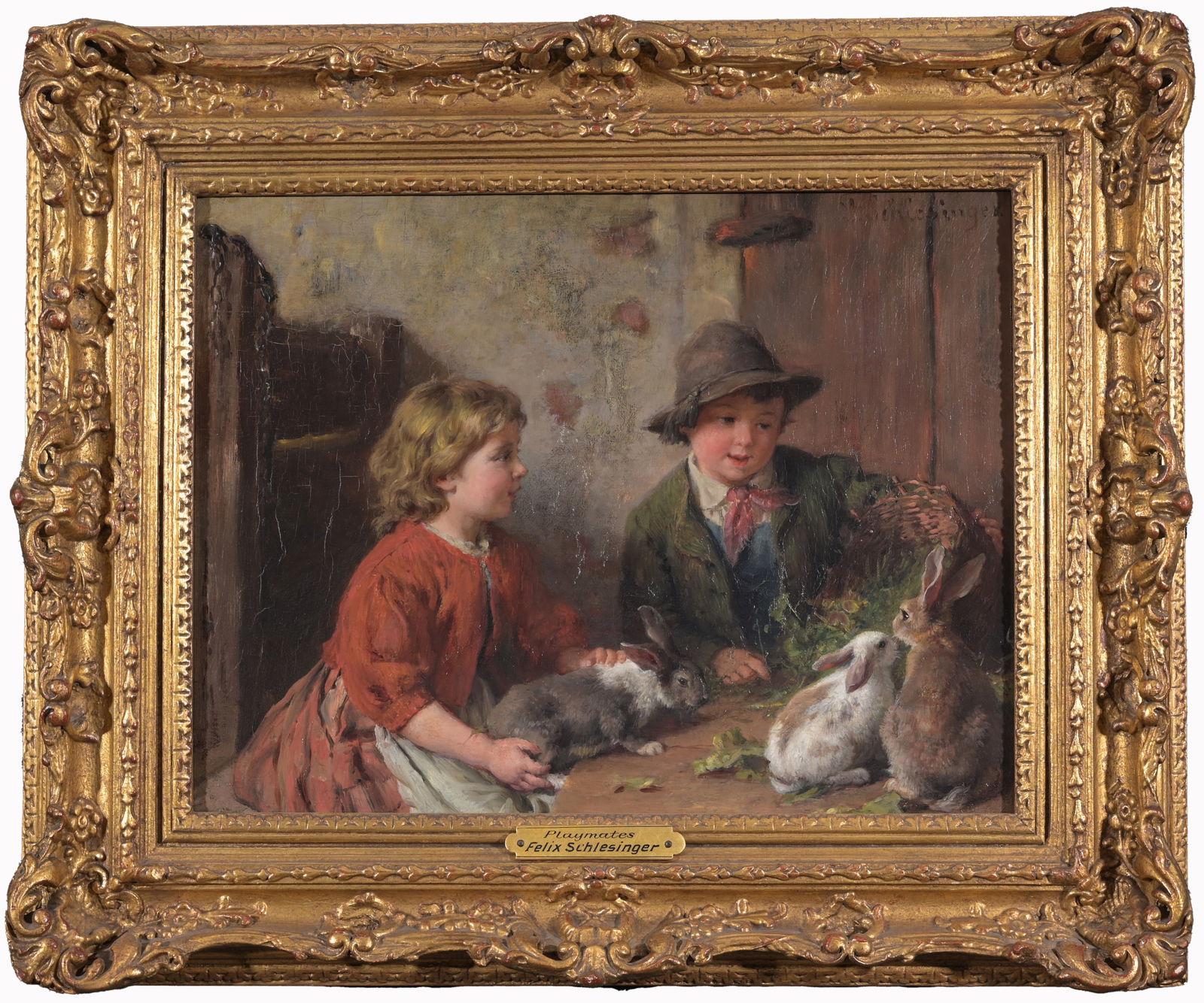 Felix Schlesinger (1833 - 1910) "Playmates" (1 of 4)