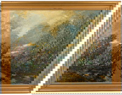 William Arnold Eyden Jr. (Indiana, 1893 - 1982): William Arnold Eyden Jr. (Indiana, 1893 - 1982) Indiana Landscape. Oil on Canvas. Signed lower left. Sight Size: 22 x 30 in. Overall Framed Size: 26.5 x 34.5 in.