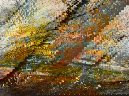 William A Eyden (Indiana, 1893-1982) Brown County: William Arnold Eyden (Indiana, 1893 - 1982) Oil & Gouache. Signed lower left.Size: 18 x 24 in. Unframed.