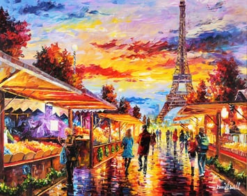 Daniel Wall (B. 1965) "Dusk at Paris" Oil