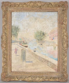 French School, 20th C. View of the Seine. Signed