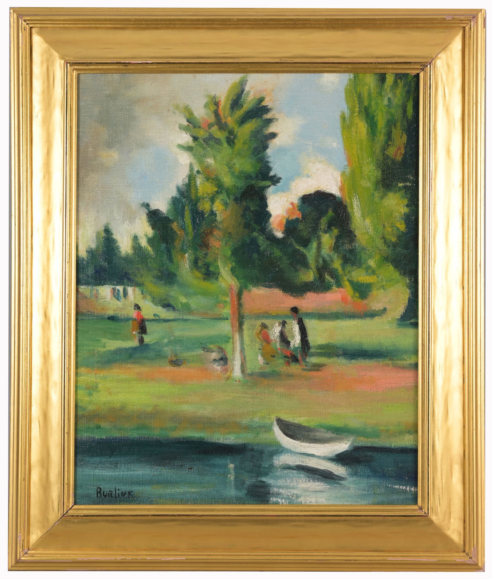 Manner of David Burliuk (1882 - 1967): Manner of David Davidovich Burliuk (New York / Russian Federation, 1882 - 1967) Oil on Canvas Board. Signed lower left. Sight Size: 20 x 16 in. Overall Framed Size: 26 x 22 in.