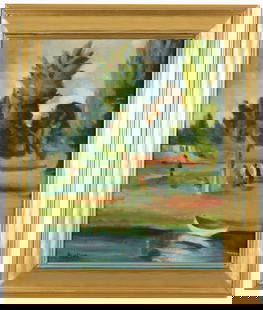 Manner of David Burliuk (1882 - 1967): Manner of David Davidovich Burliuk (New York / Russian Federation, 1882 - 1967) Oil on Canvas Board. Signed lower left. Sight Size: 20 x 16 in. Overall Framed Size: 26 x 22 in.