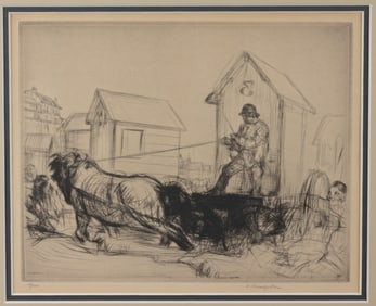 Edmund Blampied (1886-1966) Ostend Bathing Machine