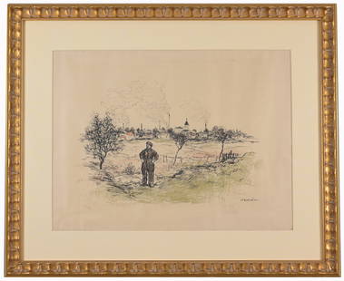 J.F Raffaelli - Le Terrassier de la Plaine: Jean-Francois Raffaelli (France, 1850 - 1924) Le Terrassier de la Plaine Saint-Denis, 1896 lithograph in colors on Japan wove paper. a very fine impression with full margins of an edition of 100; init