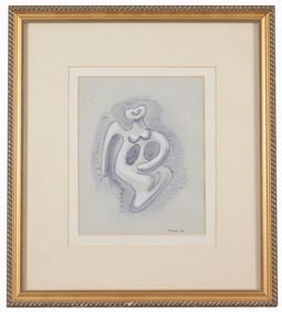 French School, Abstract Gouache. Signed "Moore"