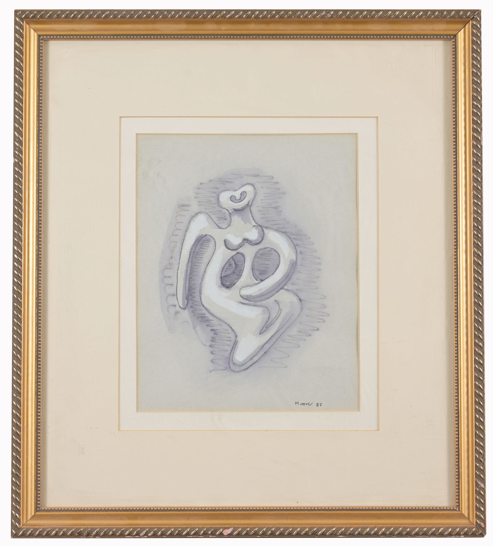 French School, Abstract Gouache. Signed "Moore" (1 of 3)