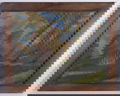 Follower of Andre Derain (French, 1880 - 1954): Follower of Andre Derain (French, 1880 - 1954) Landscape with Trees, Oil on Canvas, Unsigned, Needs Restoration Sight Size: 14.25 x 18.25 in. Overall Framed Size: 17.75 x 21.75 in. Framed behind glass