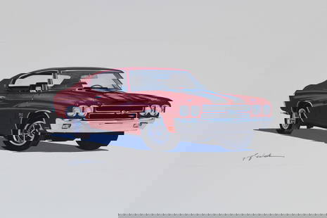 Robert Seabeck (B. 1945) "1970 Chevelle SS-454": Robert Seabeck (American, B. 1945) "1970 Chevelle SS-454" Signed lower left. Original Mixed Media on Paper painting. Provenance: Collection of James A. Helzer (1946-2008), Founder of Unicover Corporat