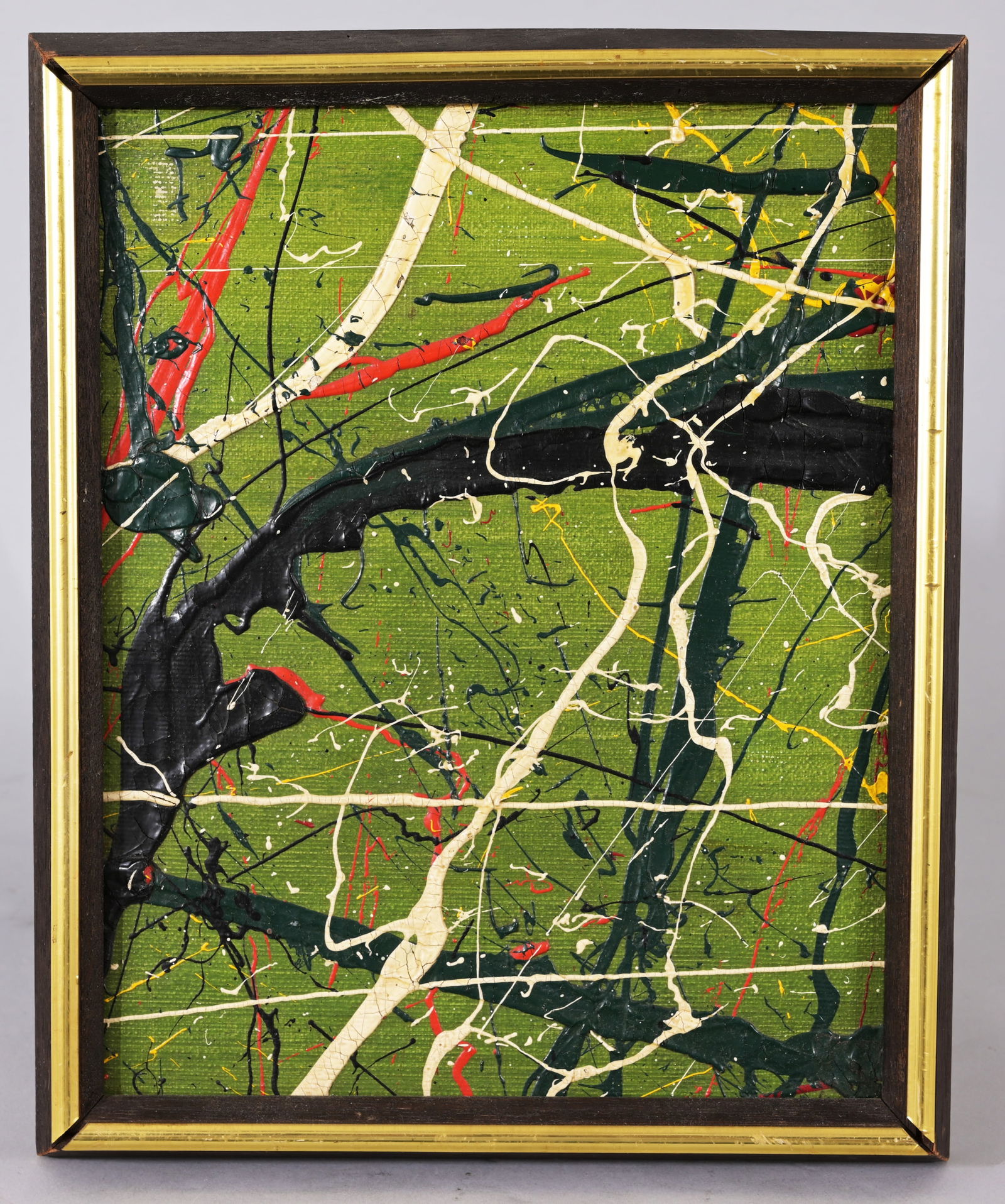 After Jackson Pollock: After Jackson Pollock Oil on Canvas. Sight Size: 10 x 8 in. Overall Framed Size: 11 x 9 in. (14272)