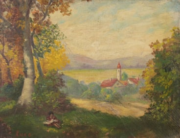 After Luce, French Landscape with Figure