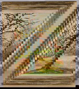 Lucille W. Sharp (1883 - 1973) "Tree in Winter": Lucille Whitten Sharp (American, 1883 - 1973)"Tree in Winter" Oil on Canvas Board. Signed lower right. Inscribed verso. Dixie Art Colonists.Sight Size: 20 x 16 in. Overall Framed Size: 26 x 22.25 in.