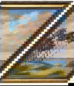 Albert Backus (1906-1990) "Sailboat on the River"