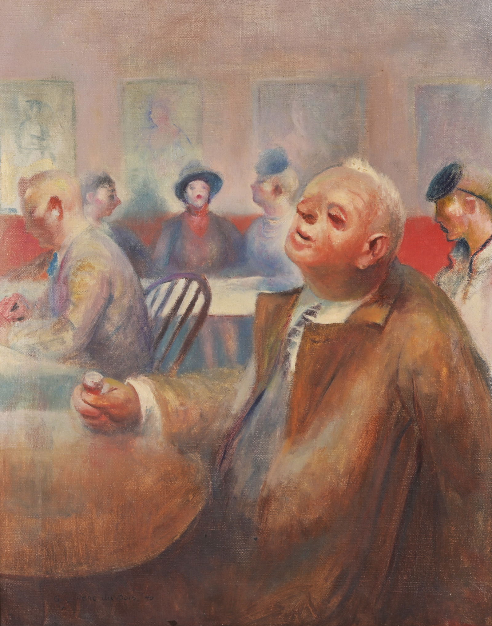 Guy Pene du Bois (American, 1884 - 1958): Guy Pene du Bois (American, 1884 - 1958) "Professional Thinker" - 1940 Oil on Canvas. Signed and dated lower left. Comes with Appraisal by Gallery of Masters, INC from 1993 (last image) Provenance: -