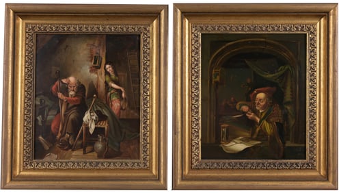 (2) Dutch Old Master School Interior Scenes