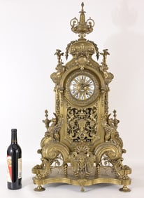 Monumental 19th C. Tiffany Bronze Mantel Clock