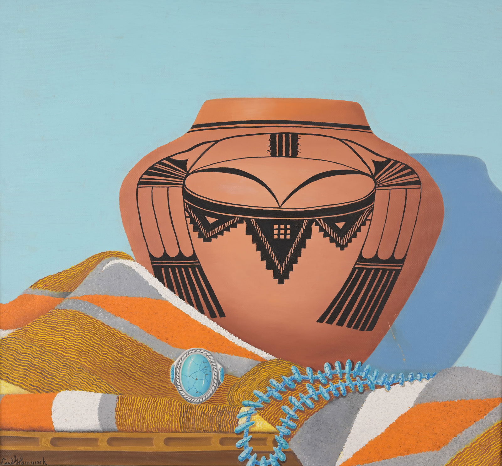 Earl Hammock (American, 1896 - 1971): Earl Hammock (American, 1896 - 1971) Oil on Board. Signed lower left. Unframed. Sight Size: 25.25 x 27.25 in. Overall