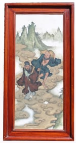 Qing, Chinese Marble Figural Plaque