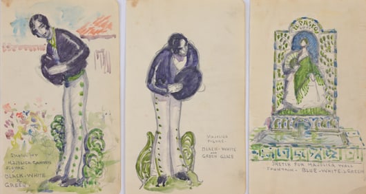 (3) Francis Luis Mora (1874-1940) Majolica Sketch