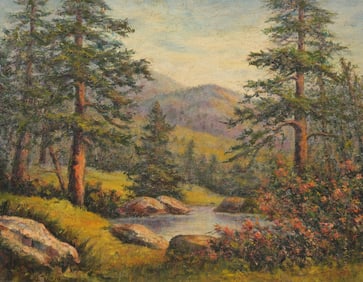 20th C. American School Landscape, Signed