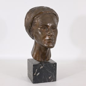 Gardner Locke (20th C.) Bronze Female Bust