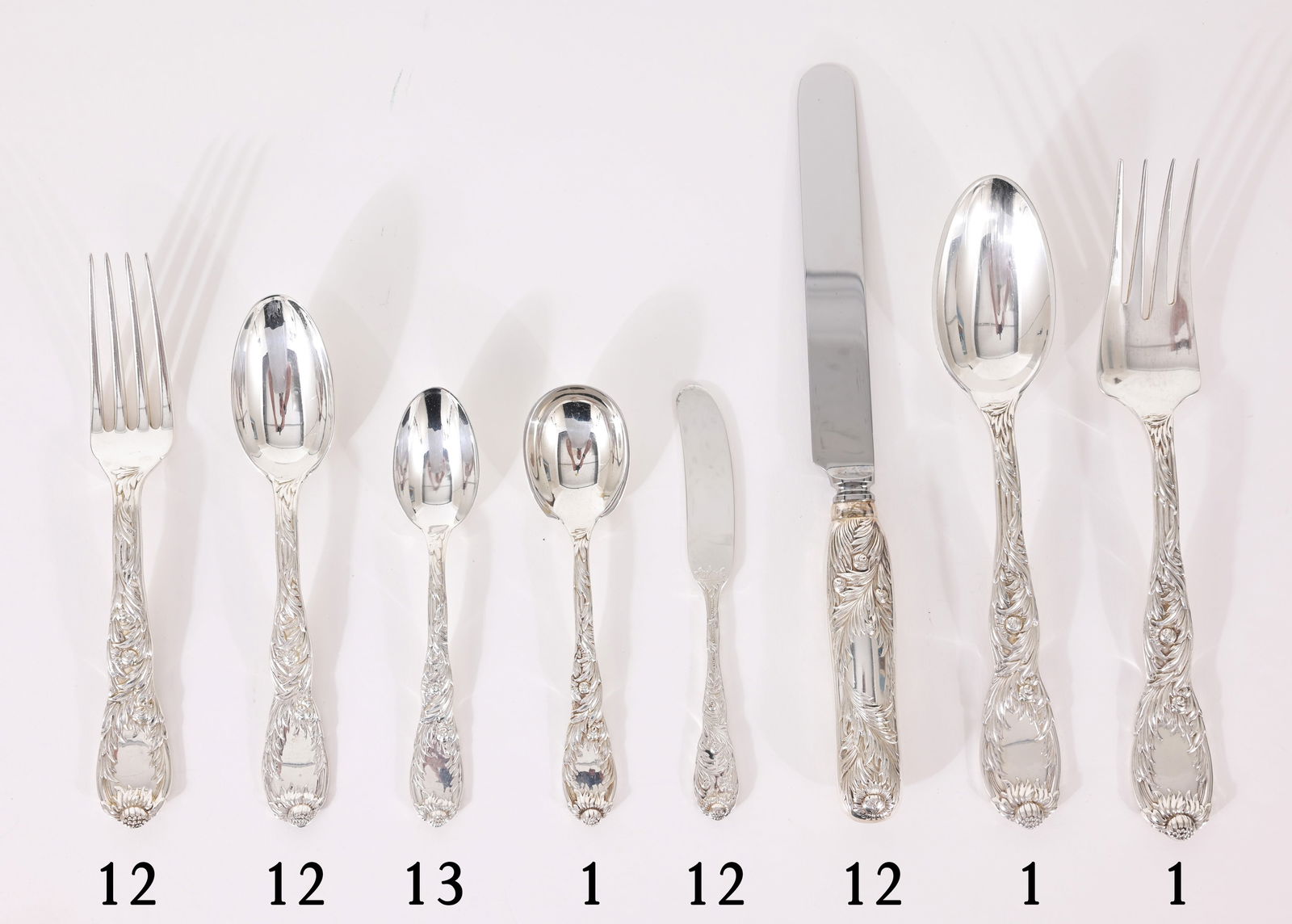 Tiffany Sterling "Chrysanthemum" Flatware Set (1 of 5)