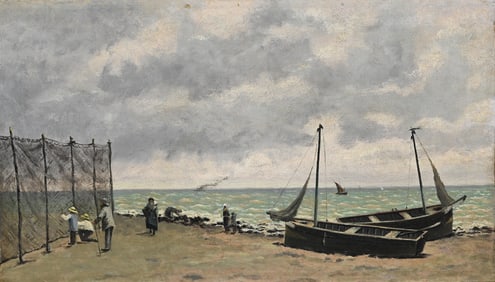 Antique French School, Figures Near the Shore
