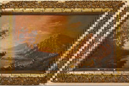 American School, 19th C. Coast w/ Figures