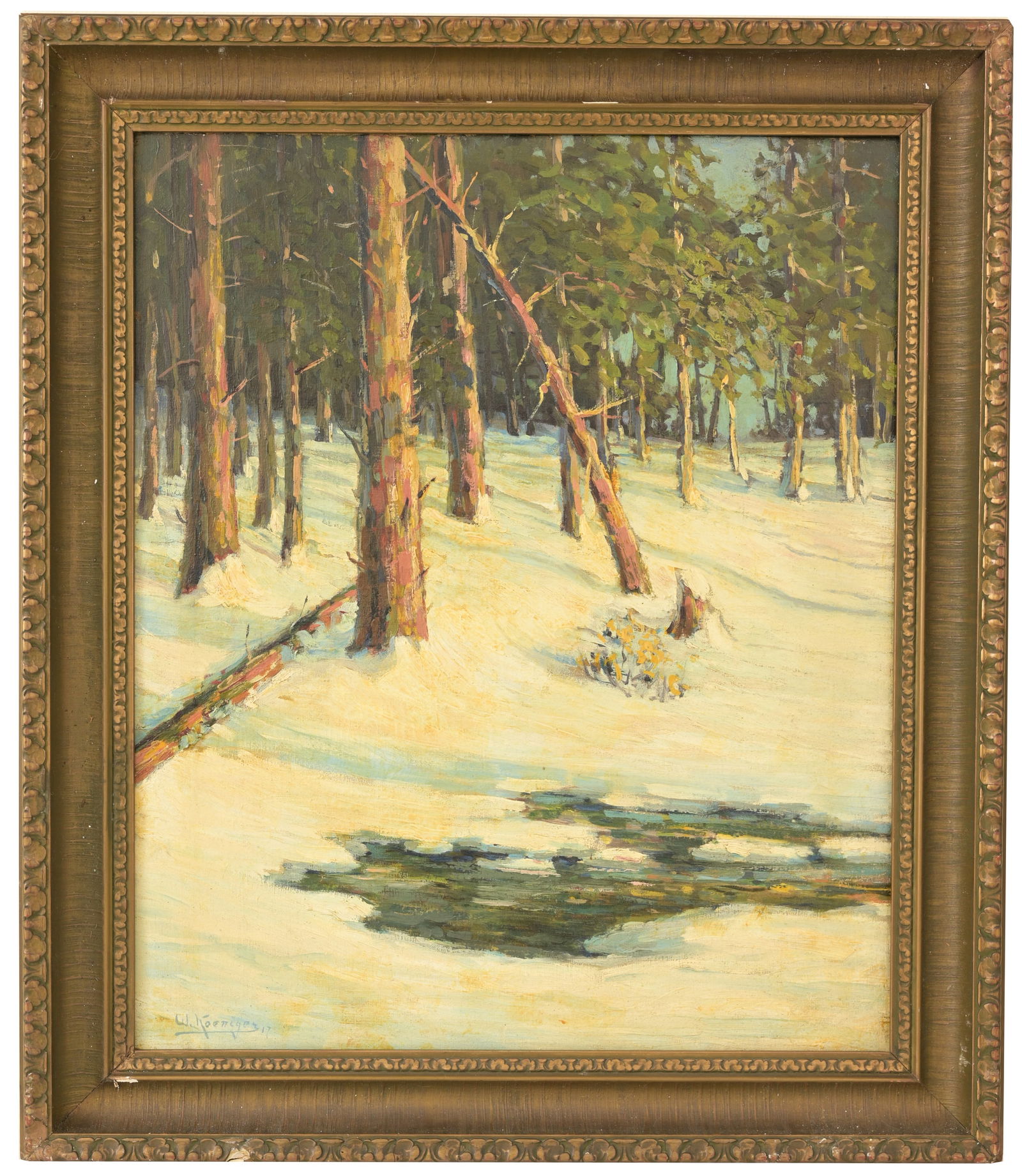 Walter Koeniger (New York / Germany, 1881 - 1983): Walter Koeniger (New York / Germany, 1881 - 1983) Oil on Canvas. Signed lower left. Sight Size: 24.5 x 20 in. Overall Framed Size: 30 x 25.5 in.