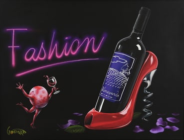 Godard - "Wine and High Heels" Mixed Media