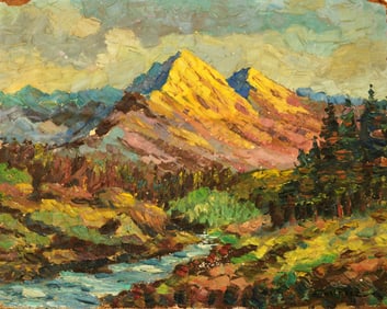 Signed Impressionist Painting of Western Landscape