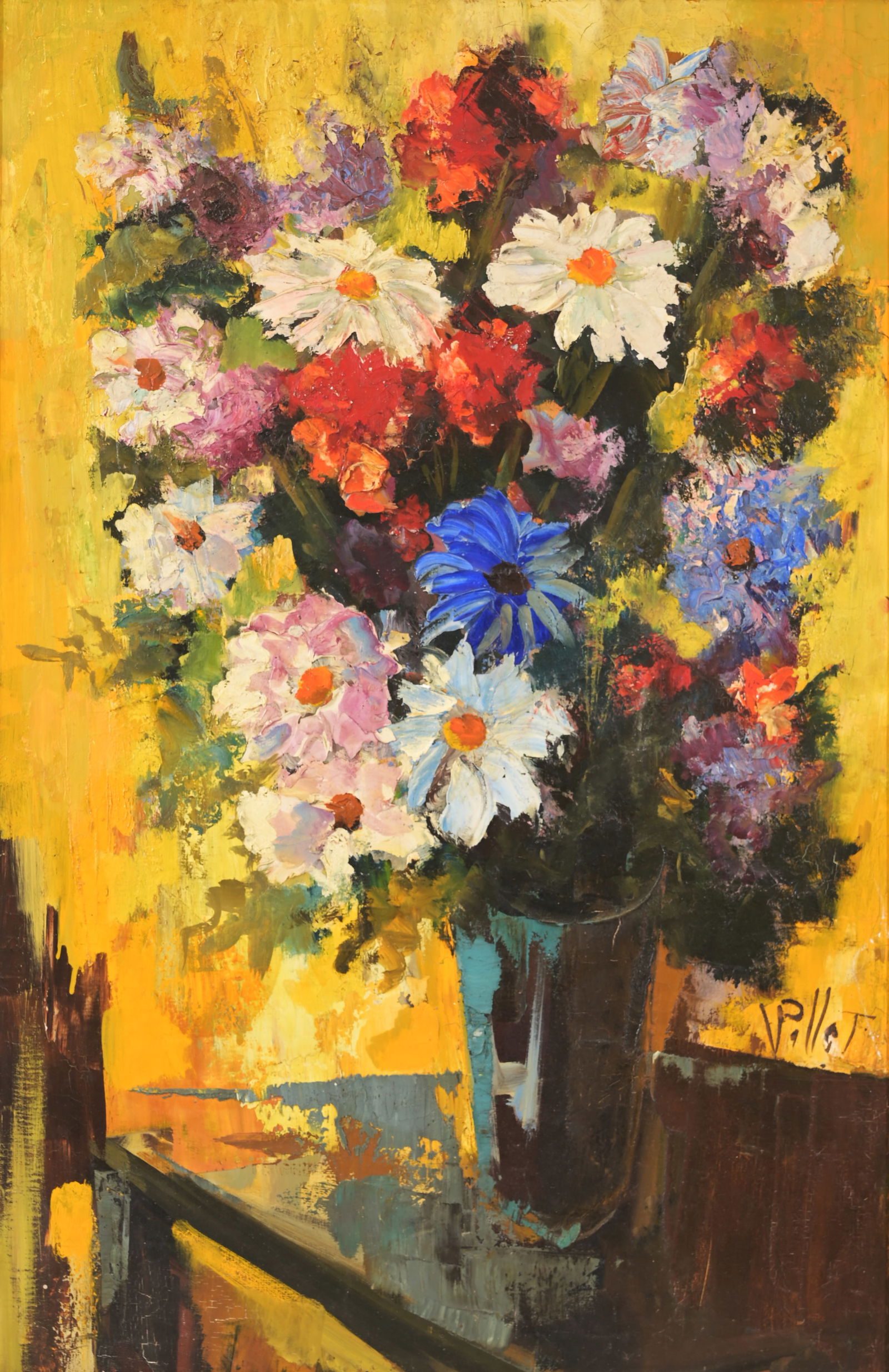 Signed, 20th C. Painting of a Floral Bouquet: Signed, 20th C. Painting of a Floral Bouquet. Oil on Canvas. Signed lower right. Sight Size: 31.75 x 20.75 in. Overall Framed Size: 39.5 x 28.5 in.