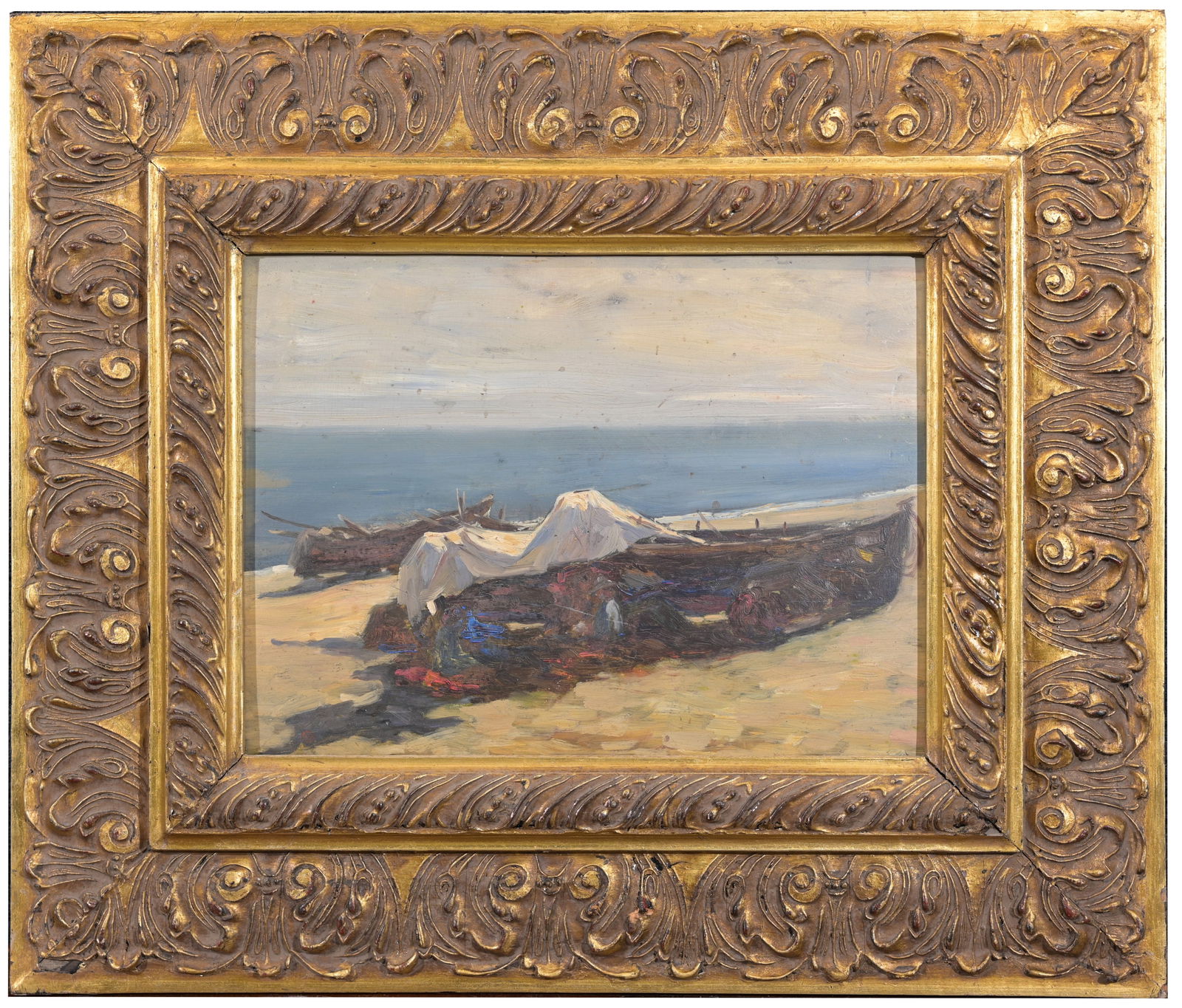 Raymond Woog (French, 1875 - 1949): Raymond Woog (French, 1875 - 1949) Oil on Board. Initialed lower left. Sight Size: 12 x 16 in. Overall Framed Size: 22.5 x 26 in.