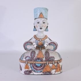 Russian Ceramic Seated Figure of a Woman