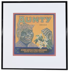 "Aunty" Original Florida Orange Label, Framed