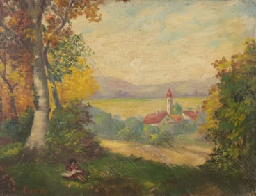 After Luce, French Landscape with Figure