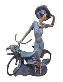 Monumental Icart "The Bicycle Spring Time" Bronze