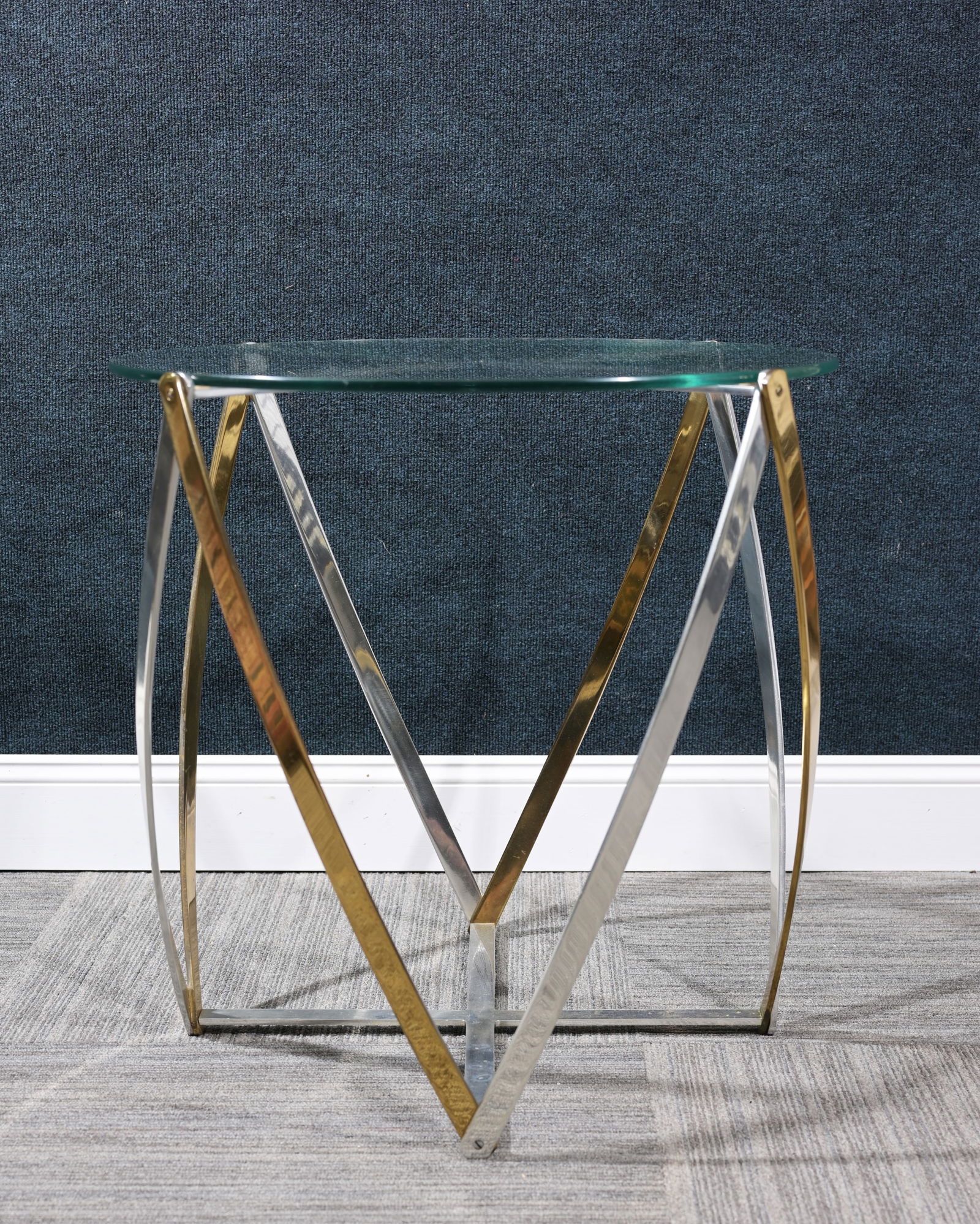 1970's John Vesey Chrome/Brass/Glass Spool Table (1 of 6)