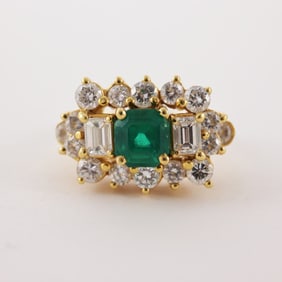 18K Henry Dunay - Emerald & Diamond Ring