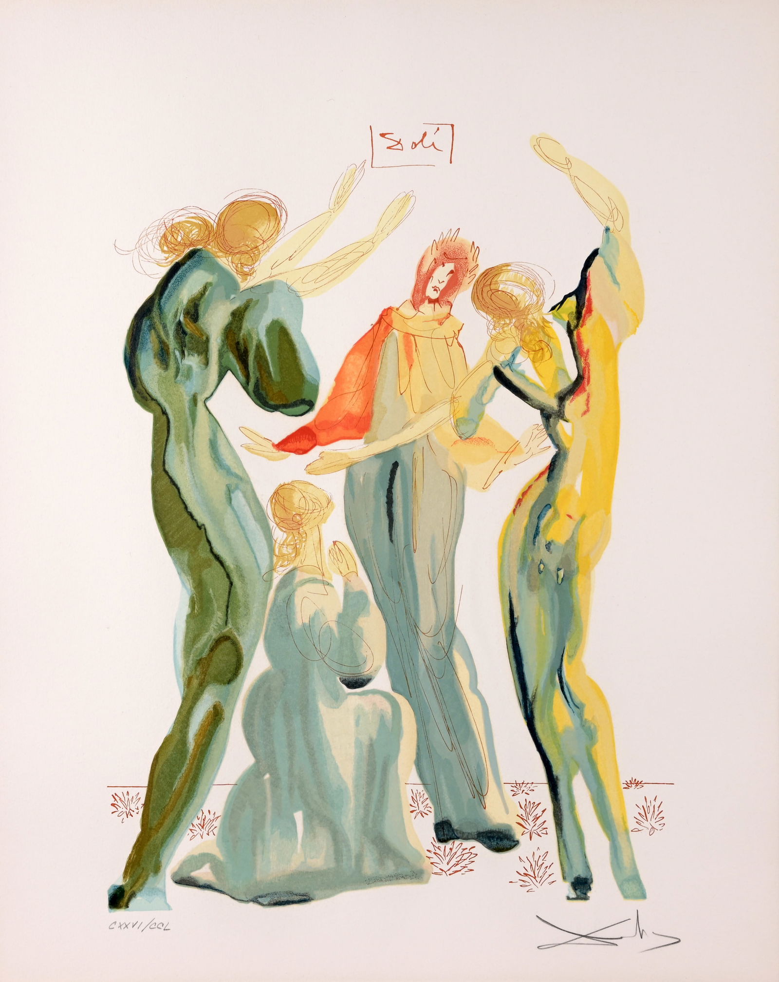 Salvador Dali - "La Danse" - Wood Engraving: Salvador Dali (Spanish, 1904-1989) "La Danse" Wood Engraving on Paper. Pencil signed and numbered (CXXVI/CCL) lower margin. Sight Size: 20.75 x 16.75 in. Overall Framed Size: 29.25 x 25.25 in. Framed