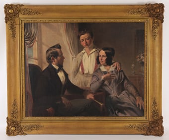 19th C. American School - Family Portrait