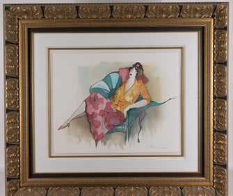 Itzchak Tarkay - "Patient Repose" - 2007 Mixed Med