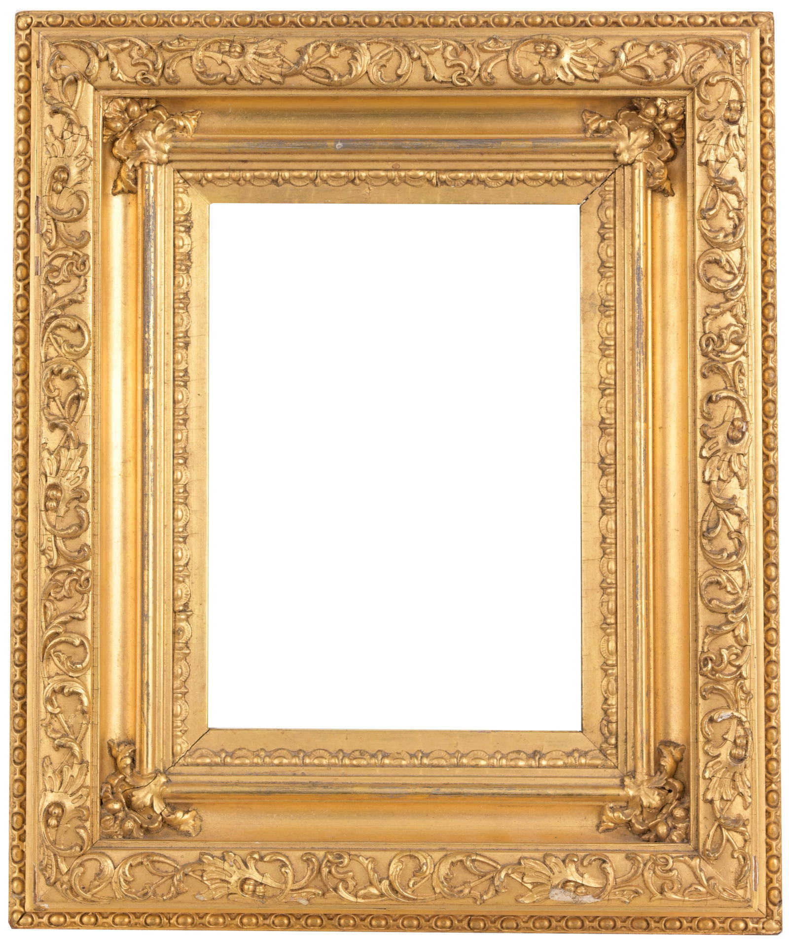 19th C. Gilt/Wood American School Frame: 19th C. Gilt/Wood American School Frame. Rabbet Size: 9.5 x 7 in. Overall Framed Size: 15 x 12.5 in.