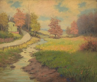American School, Autumnal Landscape Painting