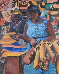 20th C. Central American Street Market Scene