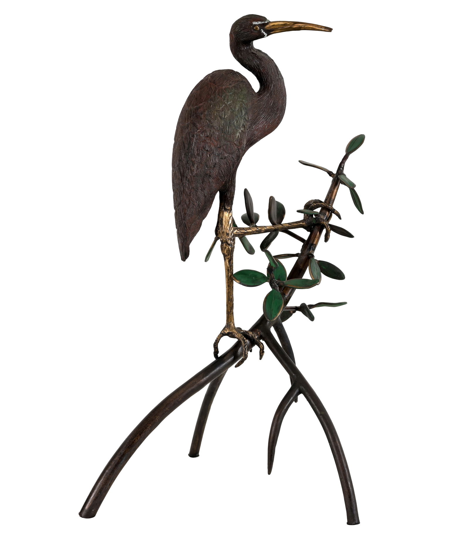 James Sears (American, 1939 - 2016) "Heron": James Sears (American, 1939 - 2016) "Heron" Painted Bronze. Signed and numbered (23/30) on base. Dimensions: 26.5 x 15.5 x 12 in.