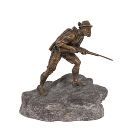 Bronze German Hunter Sculpture