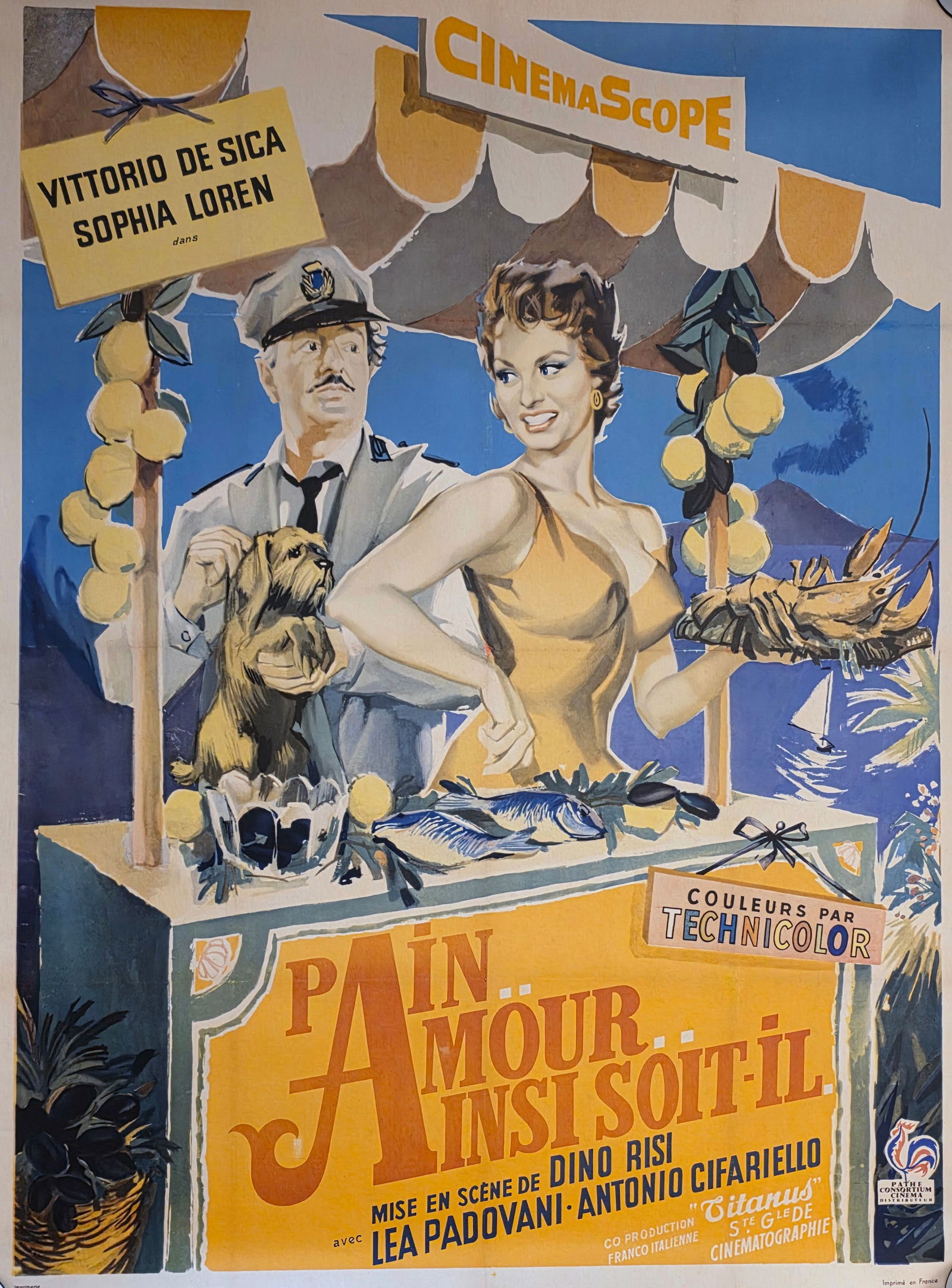 Vintage Pain Amour Ainsi Soit-il Movie Poster: Vintage Pain Amour Ainsi Soit-il Movie Poster (Scandal in Sorrento) Linen Backing. Size: 63 x 47.5 in. Unframed.