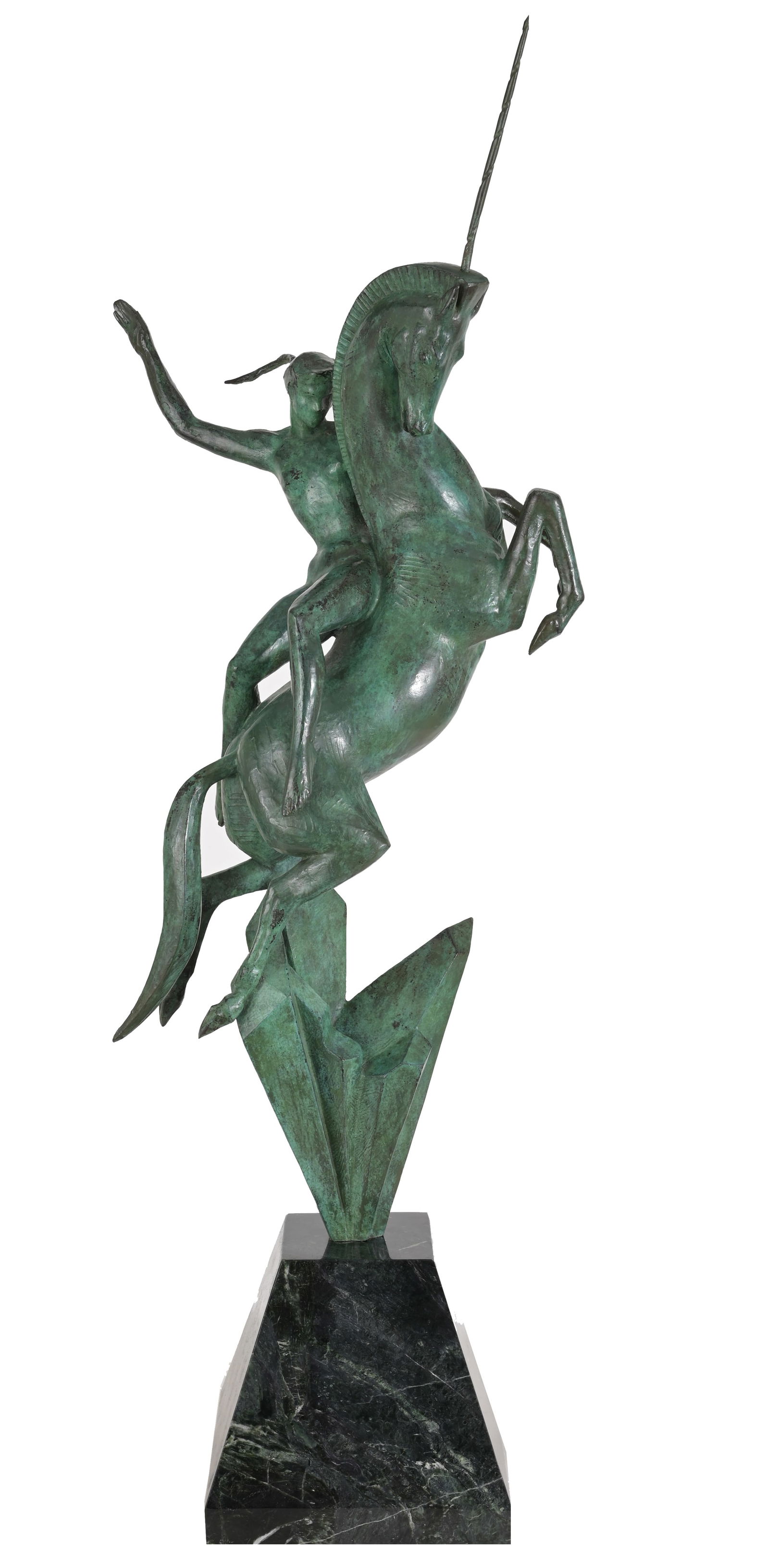 Marshall Fredericks - "Princess and the Unicorn": Marshall Maynard Fredericks (Michigan, Illinois, 1908 - 1998) "Princess and the Unicorn" Bronze Sculpture. Signed near base. Provenance: Purchased directly from the artist at his studio in Royal Oak,