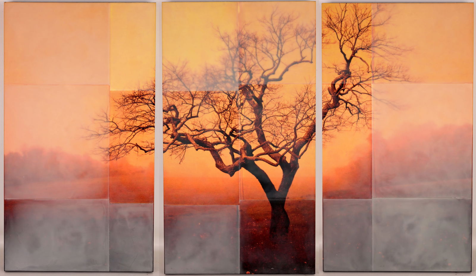 Tom Brydelsky - "Away II" - 2010 (Triptych): Tom Brydelsky (American, b. 1957) "Away II" - 2010 Encaustic on Found Photograph on Panels. Signed, titled and dated verso. Provenance: purchased from Allyn Gallup Galleries (2010) Overall Triptych